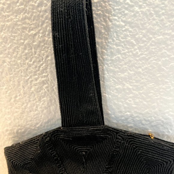 1940's Black Wristlet Purse - Small Boho Vintage - Cording Style Fabric - Picture 4 of 11